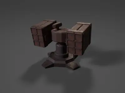 Simple stylized missile turret Low-poly 3D model