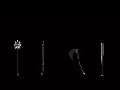 6 Weapons Pack Low-poly 3D model