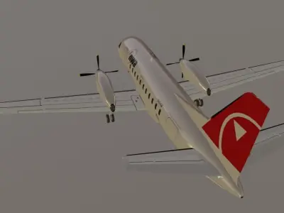 Northwest Airlines SAAB 340 3D Model  Low-poly 3D model