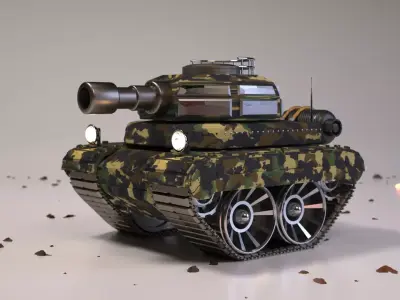 Cartoon Mini Tank Low Poly mini Military Vehicle 3D Model Low-poly 3D model