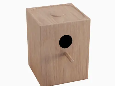 Wooden Birdhouse B Set 3D model