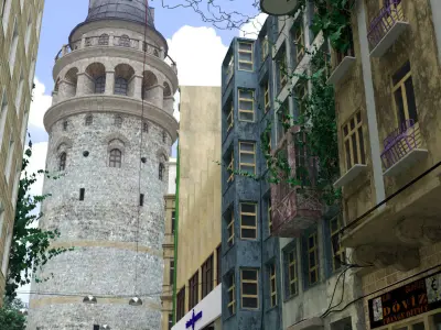 Galata Tower Street istanbul 3D model
