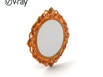 Ornate Antique Gold Mirror Floral Frame model pack Low-poly 3D model