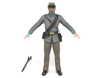 Confederate Soldier Low-poly 3D model