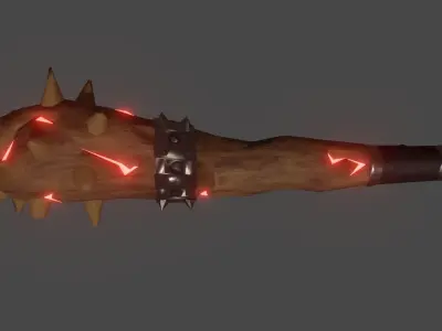 baton spiked weapon with lights Low-poly 3D model