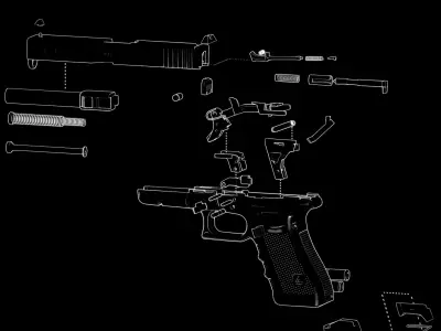 G17 9mm Pistol Schematics Free low-poly 3D model