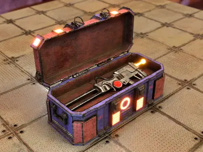 Sci-Fi Chest With Magnezone Weapon Low-poly 3D model