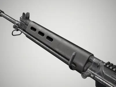 PBR FN FAL 50 63 Paratrooper Low-poly 3D model