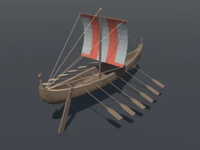 Viking Boat Lowpoly Low-poly 3D model