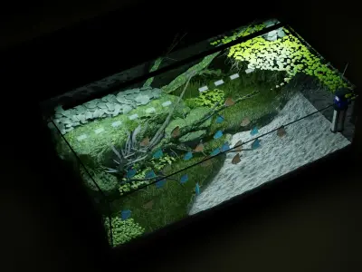 Aquarium fish tank with plants in it 3D model