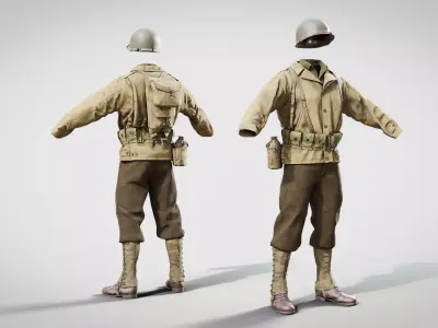 US WWII Infantry Soldier Summer Style 3D model