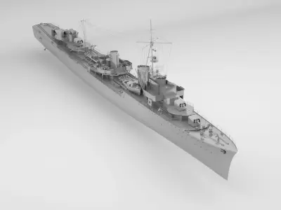Type 1936 German Destroyer - Kriegsmarine Low-poly 3D model