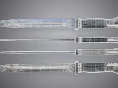 A rusty second War German Mauser K98 Bayonet Low-poly 3D model