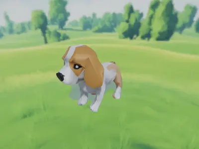 Low Poly Beagle Dog Low-poly 3D model