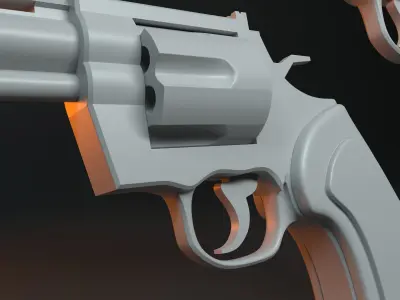 Revolver 3 types standard short and tuned Low-poly 3D model