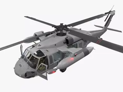 UH-60 Black Hawk Grey Complex Animation Low-poly 3D model