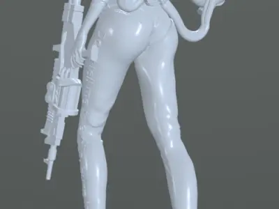 Cyberpunk Female Warrior  HighTech Resin Miniature 3D print model