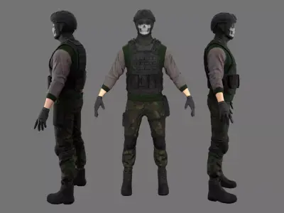 Character Soldier Low-poly 3D model