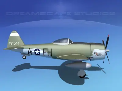 Republic P-47D Thunderbolt V03 3D model