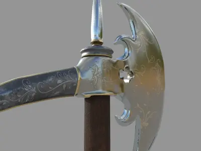 Medieval Halberd Low-poly 3D model
