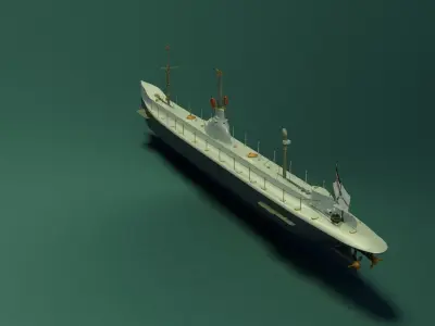 SMS U1 u boat Tex Low-poly 3D model