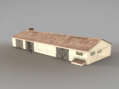 Old Garage 01 white with damage DMG Low-poly 3D model