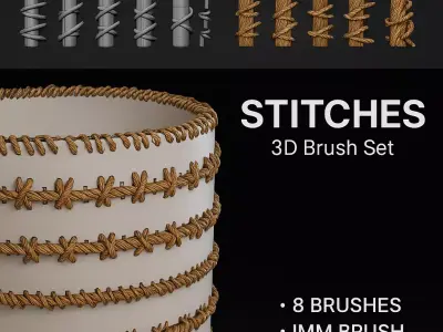 Low-Poly Stitches Brush Pack Low-poly 3D model