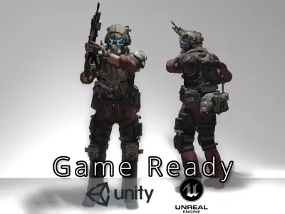 Sci-Fi Character Game Ready - Pilot Low-poly 3D model