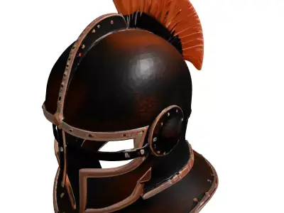 Rusty Iron Helm with Plume 3D model