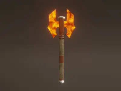 Double Bit Fire Axe - Elemental Axe - Model 01 Low-poly 3D model
