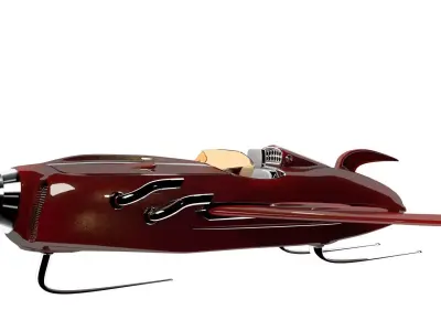 Rocket toy jet plane in maroon 3D model