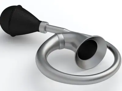 Vintage Vehicle Horn Silver 02 3D model