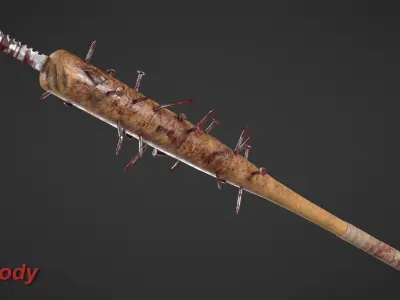 Nailed Baseball Bat Game Ready Low-poly 3D model