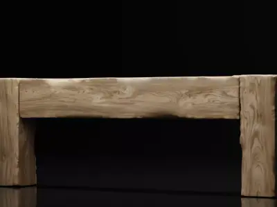 Rustic Wood Beam Console Table Free 3D model