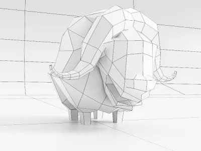 Buffalo cartoon 3d model  Low-poly 3D model