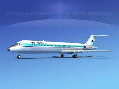 Douglas DC-9-40 Republic Airlines 3D model