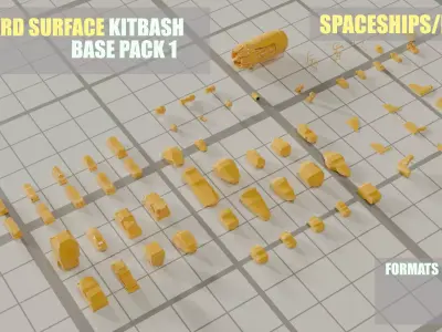 65 Sci Fi Hard Surface Kitbash Set 3D model