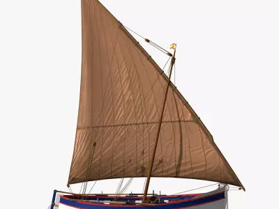 Shells Fishing Sailing Boat  Low-poly 3D model