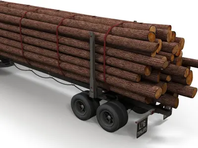 American vintage log trailer Low-poly 3D model