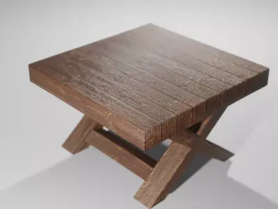 Table Made out of Wood Free low-poly 3D model