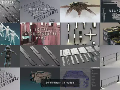 Sci-fi Kitbash 3D Model Collection