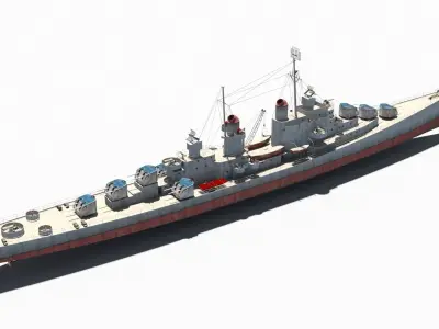 USS Atlanta CL-51 Low-poly 3D model
