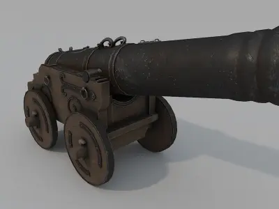 Medieval Battle Cannon Low-poly 3D model