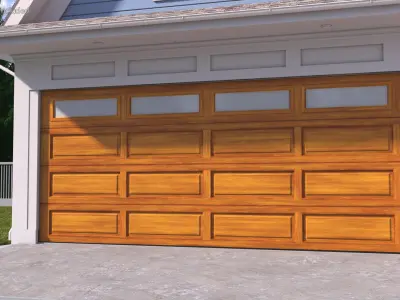 Mechanic Garage Door Wooden Rigged for Cinema 4D 3D model