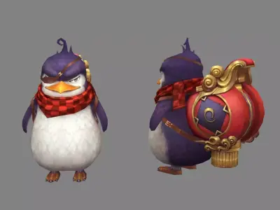 Cartoon gangster penguin mount Low-poly 3D model