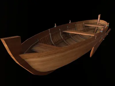 Wooden Boat-2 Low-poly 3D model