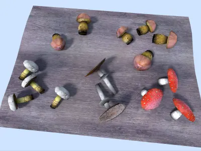 low poly mushrooms pack Low-poly 3D model