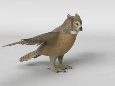 Cartoon Great Horned Owl 3D model