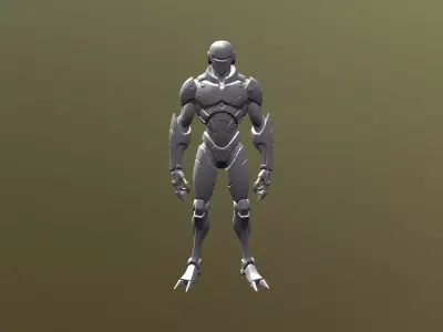 Low Poly Stylized Cyber-Soldier  - PBR Low-poly 3D model