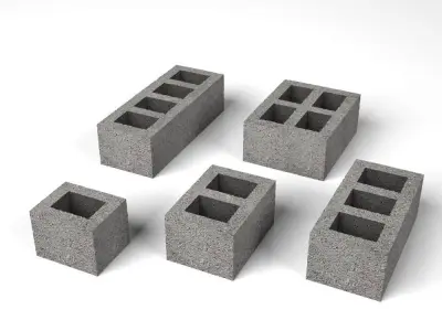 Bricks set of concrete blocks Free 3D model